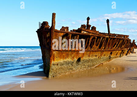 In Australia Fraser Island il vecchio porto di legno come il concetto di vacanza Foto Stock