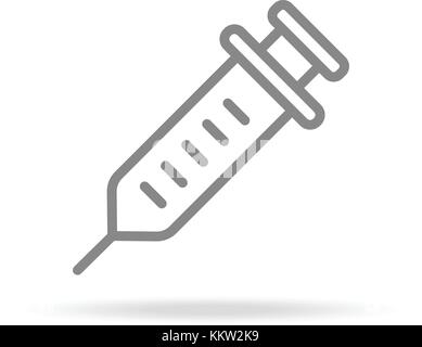 Icona di vaccinazione nel quartiere alla moda di linea sottile isolato in stile su sfondo bianco. medical simbolo per il tuo design, applicazioni, logo, ui. illustrazione vettoriale. Illustrazione Vettoriale