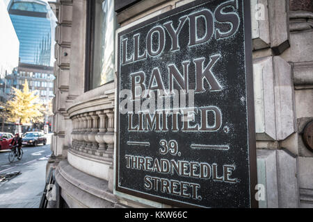 Lloyds Bank Limited, Threadneedle Street, London EC2, Regno Unito Foto Stock