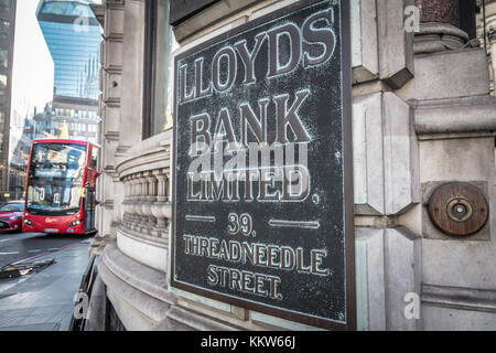 Lloyds Bank Limited, Threadneedle Street, London EC2, Regno Unito Foto Stock