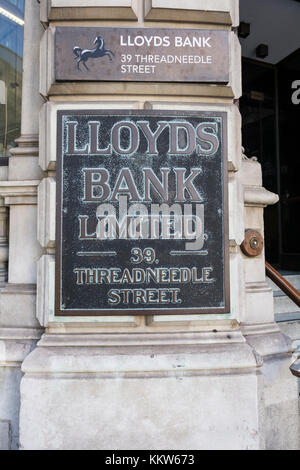 Lloyds Bank Limited, Threadneedle Street, London EC2, Regno Unito Foto Stock