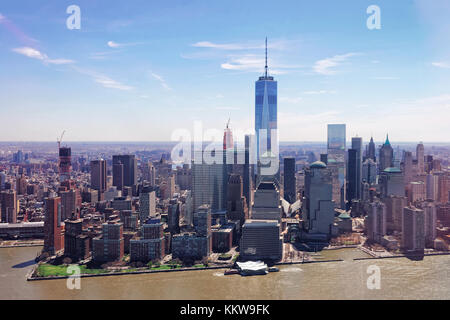 New york, Stati Uniti d'America - 25 aprile 2015: vista aerea di Manhattan e del fiume Hudson, new york, Stati Uniti d'America Foto Stock