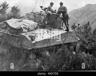La 6th Armored Division (6SAD) utilizzò carri Sherman, come l'M4 Sherman, durante la seconda guerra mondiale in battaglie in tutta Europa, anche nelle Chianti Highlands. Foto Stock