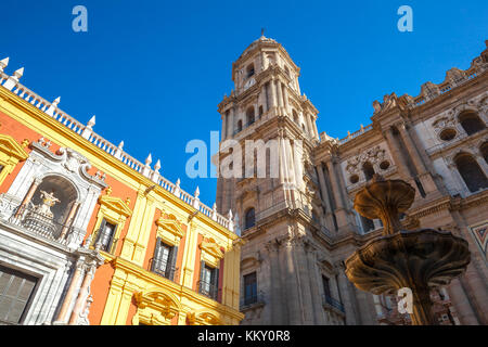 Cattedrale di Malaga ampio angolo di vista, Andalusia, Spagna Foto Stock