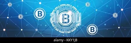 Bitcoins denaro moneta crypto concetto moderno di pagamento web tecnologia banner orizzontale Illustrazione Vettoriale
