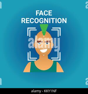 La scansione biometrica il riconoscimento del volto di icona maschio moderna tecnologia di identificazione Illustrazione Vettoriale