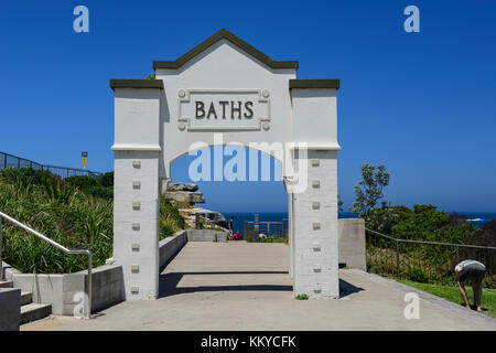 Ingresso a giles bagni in dunningham park a Coogee Beach, Coogee, un sobborgo a est di Sydney, Nuovo Galles del Sud, Australia Foto Stock