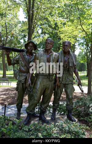 I tre soldati Memorial, parte del Vietnam Veterans Memorial,, National Mall di Washington DC, Stati Uniti. Foto Stock