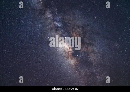 Il cuore della galassia della Via Lattea e il cielo notturno scuro con le stelle Foto Stock