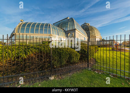 Vista esterna del anna scripps whitcomb conservatory in Belle Isle park, Detroit, Michigan, Stati Uniti d'America Foto Stock