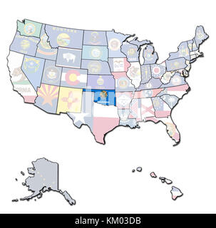 Oklahoma isolato sulla mappa di stati uniti d'America con i confini di stato Foto Stock