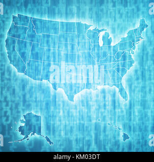 La Rhode Island sulla mappa di isolato di stati uniti d'America con i confini di stato Foto Stock