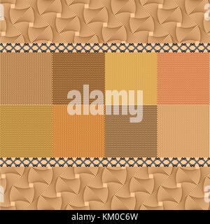 Patchwork di maglia indietro terra di colori autunnali Illustrazione Vettoriale