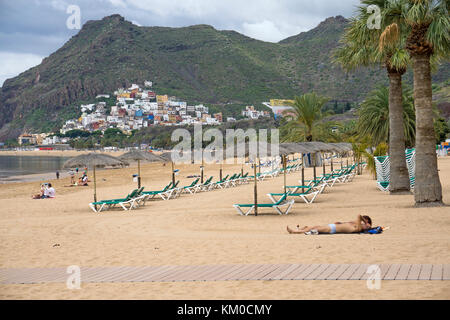 Playa teresitas, popolare spiaggia di san andres,l'isola di Tenerife, Isole canarie, Spagna Foto Stock