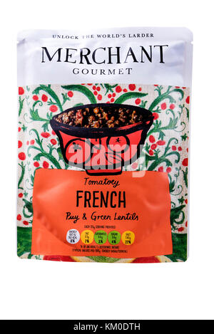 Merchant gourmet francese Tomatoey Puy & lenticchie verdi, imballaggi alimentari. Foto Stock