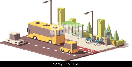 Vettore low poly moderno trasporto pubblico Illustrazione Vettoriale