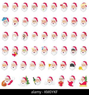 Una illustrazione vettoriale di Babbo Natale icone emoji Illustrazione Vettoriale
