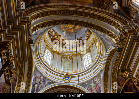 Le spalliere cupola dipinta di San Paolo a Mdina, Malta. Foto Stock