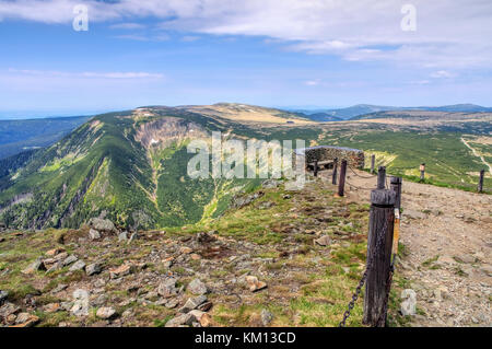 Rifugio Prato chalet in Monti dei Giganti, vista da sniezka Foto Stock