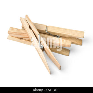 Clothespin ,isolato su bianco con tracciato di ritaglio Foto Stock