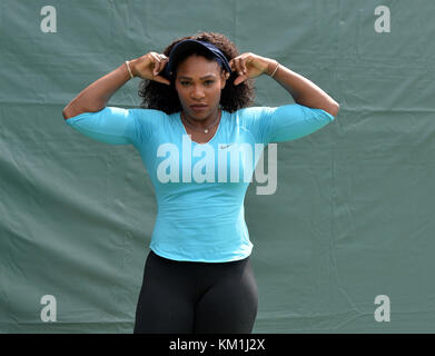 Serena Williams delle pompe per il Miami Open, Crandon Park Tennis Center, Miami, aperto giorno 23/03/2016. Foto Stock