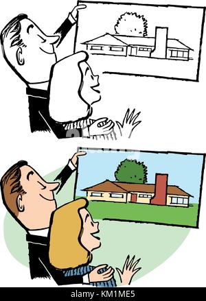 Un giovane piani il loro sogno home acquisto. Illustrazione Vettoriale