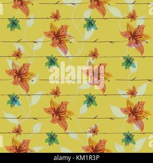 Vettore seamless floral pattern con fiori Illustrazione Vettoriale
