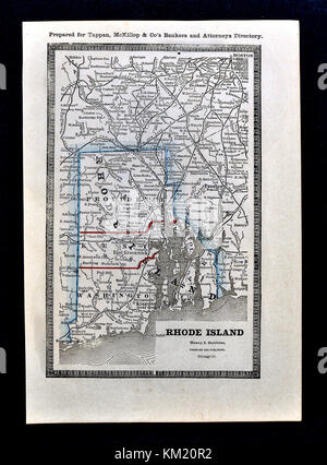 George Cram mappa Antichi dal 1866 Atlas per avvocati e banchieri: Stati Uniti - Rhode Island - Providence Bristol Newport Foto Stock