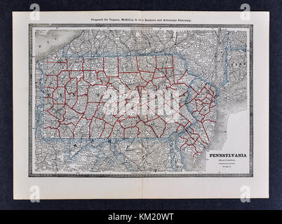 George Cram mappa Antichi dal 1866 Atlas per avvocati e banchieri: Stati Uniti - Pennsylvania - Pittsburgh Harrisburg Philadelphia Erie Allentown Scranton Foto Stock