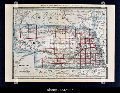 George Cram mappa Antichi dal 1866 Atlas per avvocati e banchieri: Stati Uniti - Nebraska - Omaha Lincoln Foto Stock