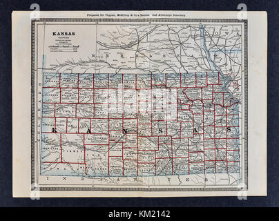 George Cram mappa Antichi dal 1866 Atlas per avvocati e banchieri: Stati Uniti - Kansas - Topeka Wichita Lawrence Foto Stock