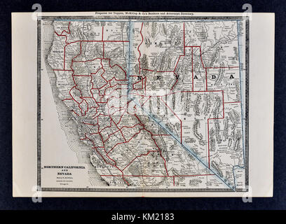 George Cram mappa Antichi dal 1866 Atlas per avvocati e banchieri: Stati Uniti nord della California e Nevada San Francisco Foto Stock