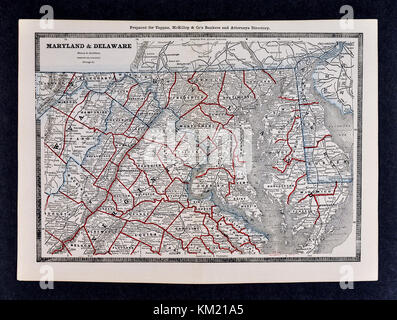 George Cram Antique Map del 1866 Atlas for Attorneys and Bankers: Stati Uniti - Maryland Delaware Virginia Washington DC Foto Stock