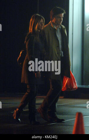 NEW YORK - 8 APRILE: Jason Bateman e Jennifer Aniston sono stati visti sul posto per "The Baster" l'8 aprile 2009 a New York. Persone: Jennifer Aniston, Jason Bateman Foto Stock