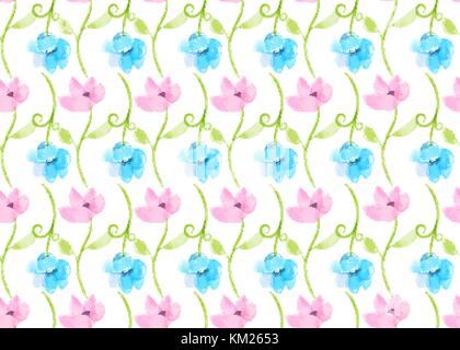 Acquerello Vintage flower pattern senza giunture Illustrazione Vettoriale