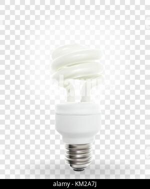 Illuminazione lampada a risparmio energetico su sfondo trasparente. illustrazione vettoriale. Illustrazione Vettoriale