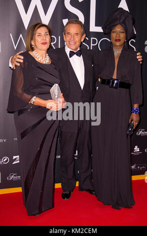 Monaco, Monaco. 2 dicembre 2017. Monaco, Monte Carlo - 02 dicembre 2017: Monaco World Sports Legends Award con Michele Mouton (a sinistra), Jacky Ickx e moglie Khadja Nin | utilizzo in tutto il mondo credito: dpa/Alamy Live News Foto Stock