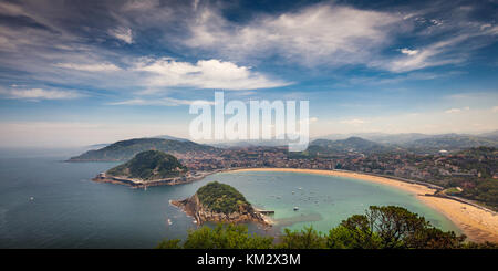 Vista aerea di Donostia San Sebastian, Paesi Baschi, Spagna, Europa Foto Stock