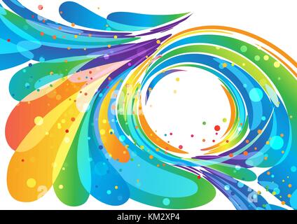 Abstract cerchio multicolore elemento di telaio su bianco Illustrazione Vettoriale
