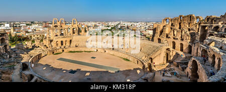 Anfiteatro romano di El Jem, un sito patrimonio mondiale dell'unesco in Tunisia Foto Stock