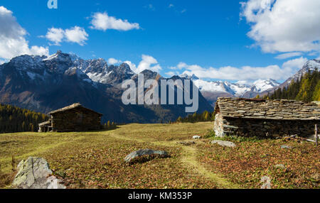 Montagna e pascoli in autunno - valtellina Foto Stock