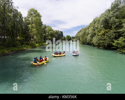 Rafting sul fiume Adda in Valtellina Foto Stock