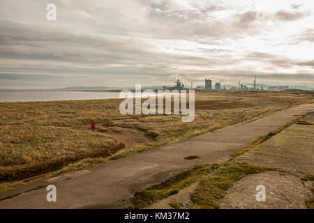 Ex SSI altoforno come visto da sud gare a Redcar,l'Inghilterra,UK Foto Stock