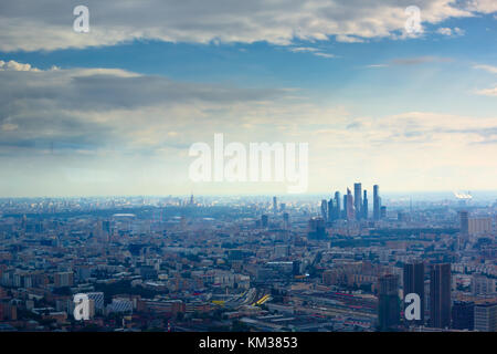 Vista aerea sulla città di Mosca busness center Foto Stock