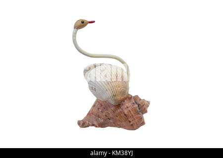 Questo souvenir swan è stato realizzato con l aiuto di colla e alcuni mezzi improvvisati da conchiglie di mare Foto Stock