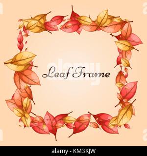 Cerchio giallo frame cartoon foglia. Illustrazione Vettoriale