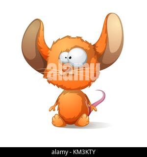 Cartoon mouse con grande orecchio Illustrazione Vettoriale