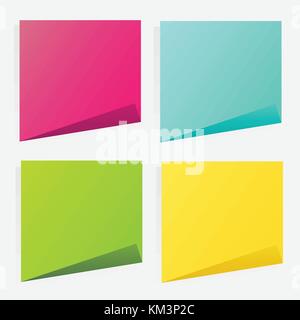 Raccolta di diversi fogli colorati di nota le carte con perno di spinta, pronto per il tuo messaggio. illustrazione vettoriale. isolato su sfondo bianco. Illustrazione Vettoriale
