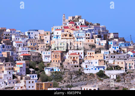 Olympos cittadina vicino fino in karpathos Foto Stock