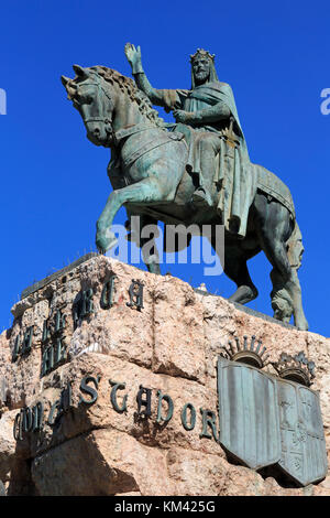 King James 1 monumento, Plaça d'Espana, Palma de Mallorca, Maiorca, isole belearic, Spagna, Europa Foto Stock